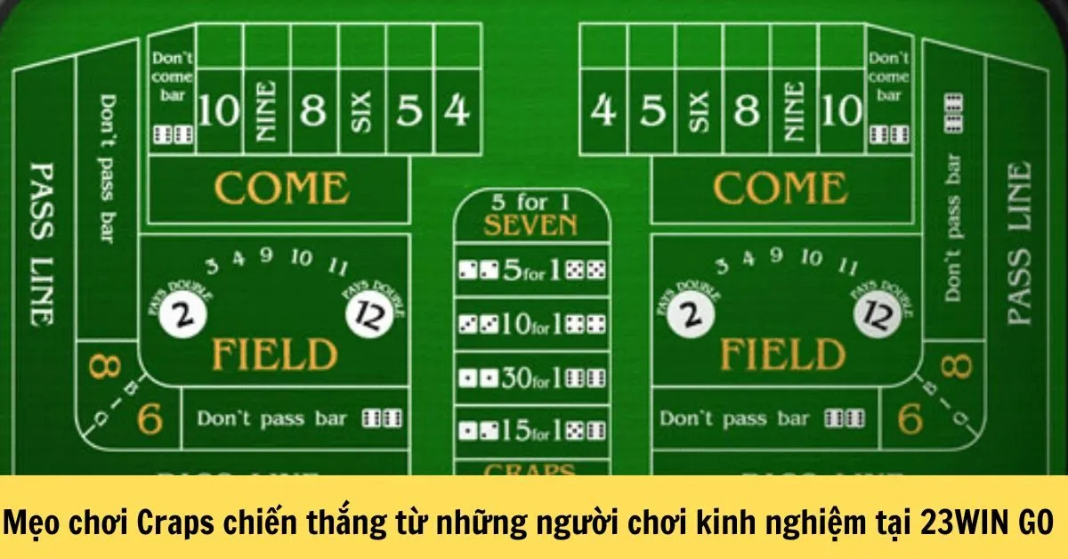 Mẹo chơi Craps chiến thắng từ những người chơi kinh nghiệm tại 23WIN GO